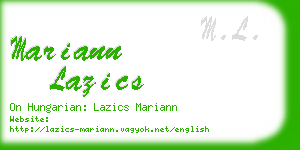 mariann lazics business card